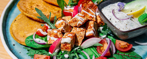 Linsen-Pancakes mit Paprika-Tofu